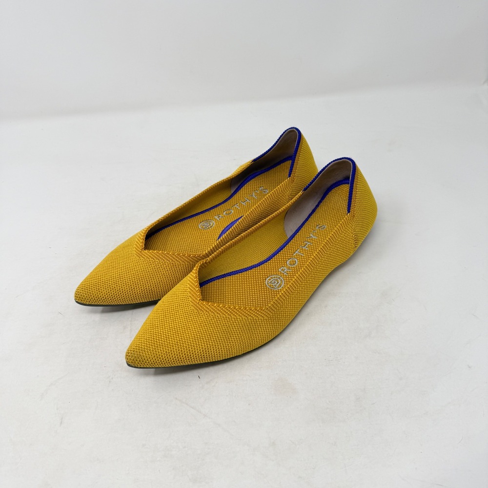 Rothy's The Point Flats Mustard‎ Yellow Size 7.5 Sustainable Vegan Breathable